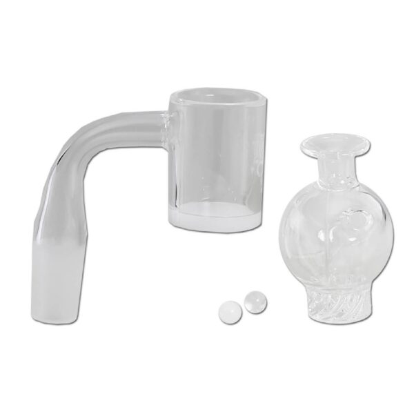 Quartz Banger met Cyclone Riptide Carb Cap & Terp Pearls